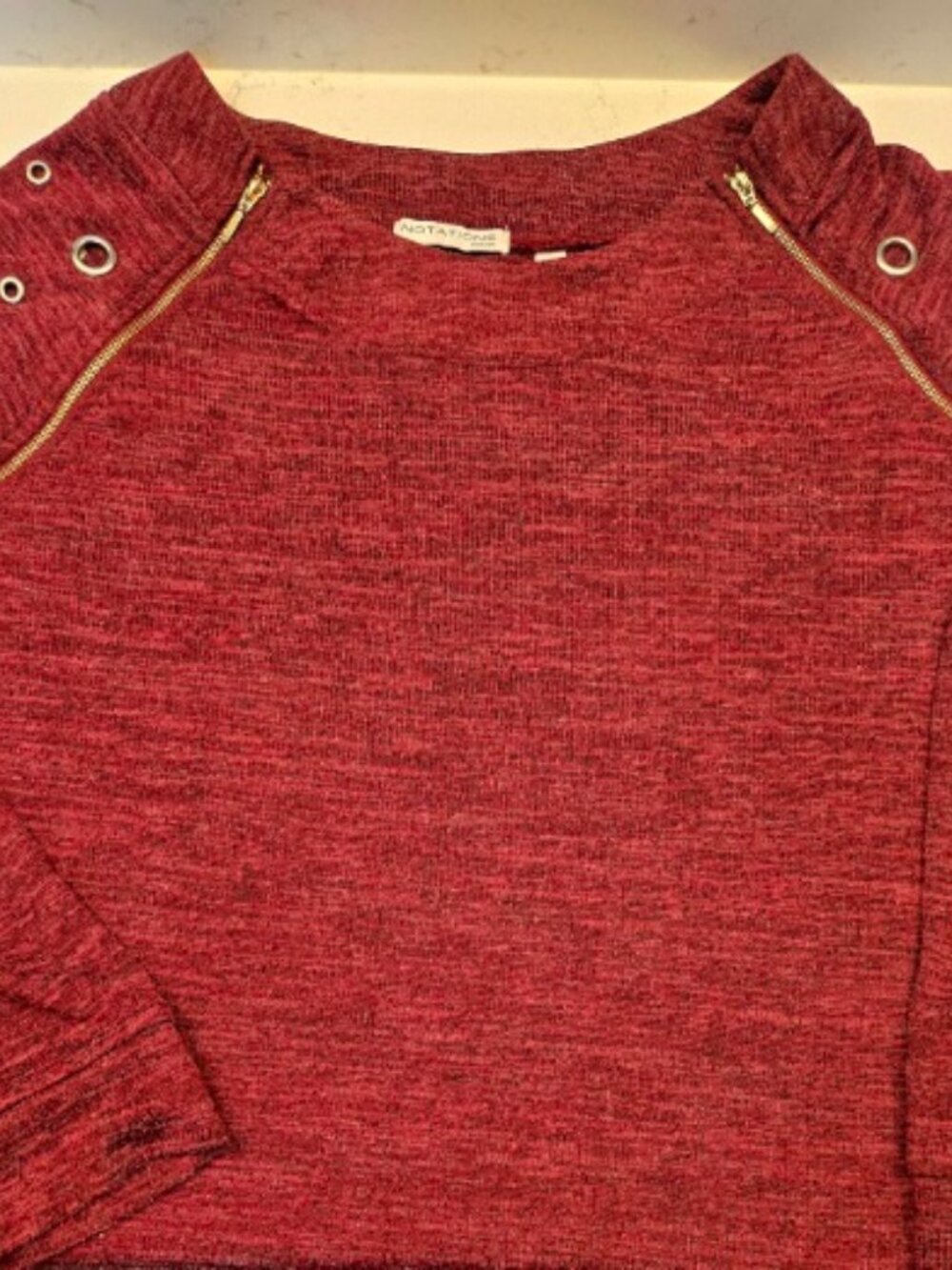 Notations Maroon (Burgundy) Sweater with Zipper Details
